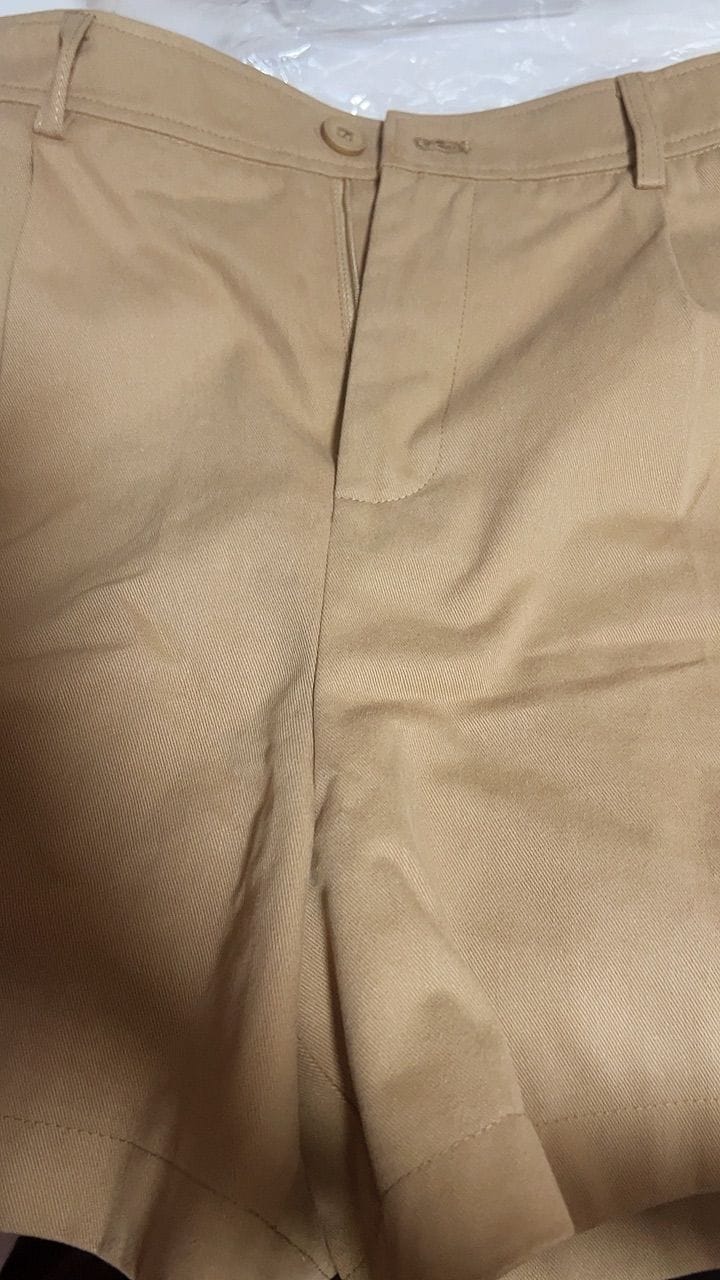 Customer photo review of Double Pleated Chino High-Waisted Shorts