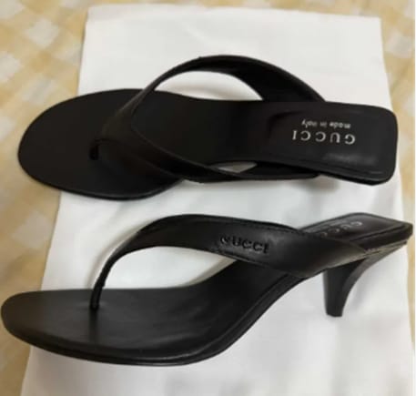 Customer photo review of Gucci 2026 Vittoria Thong Sandals 55mm Canvas Leather 726151