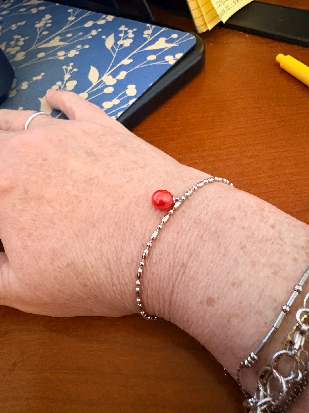 Customer photo review of DIY Mount Bracelet - 925 Sterling Silver Pearl Extendable