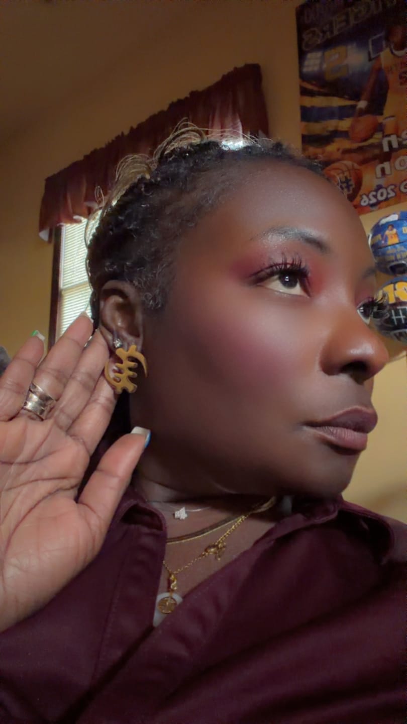 Customer photo review of Gye Nyame Stud Earrings