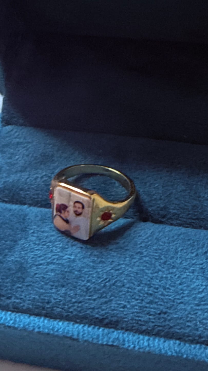 Customer photo review of Personalized Photo Birthstone Custom Ring