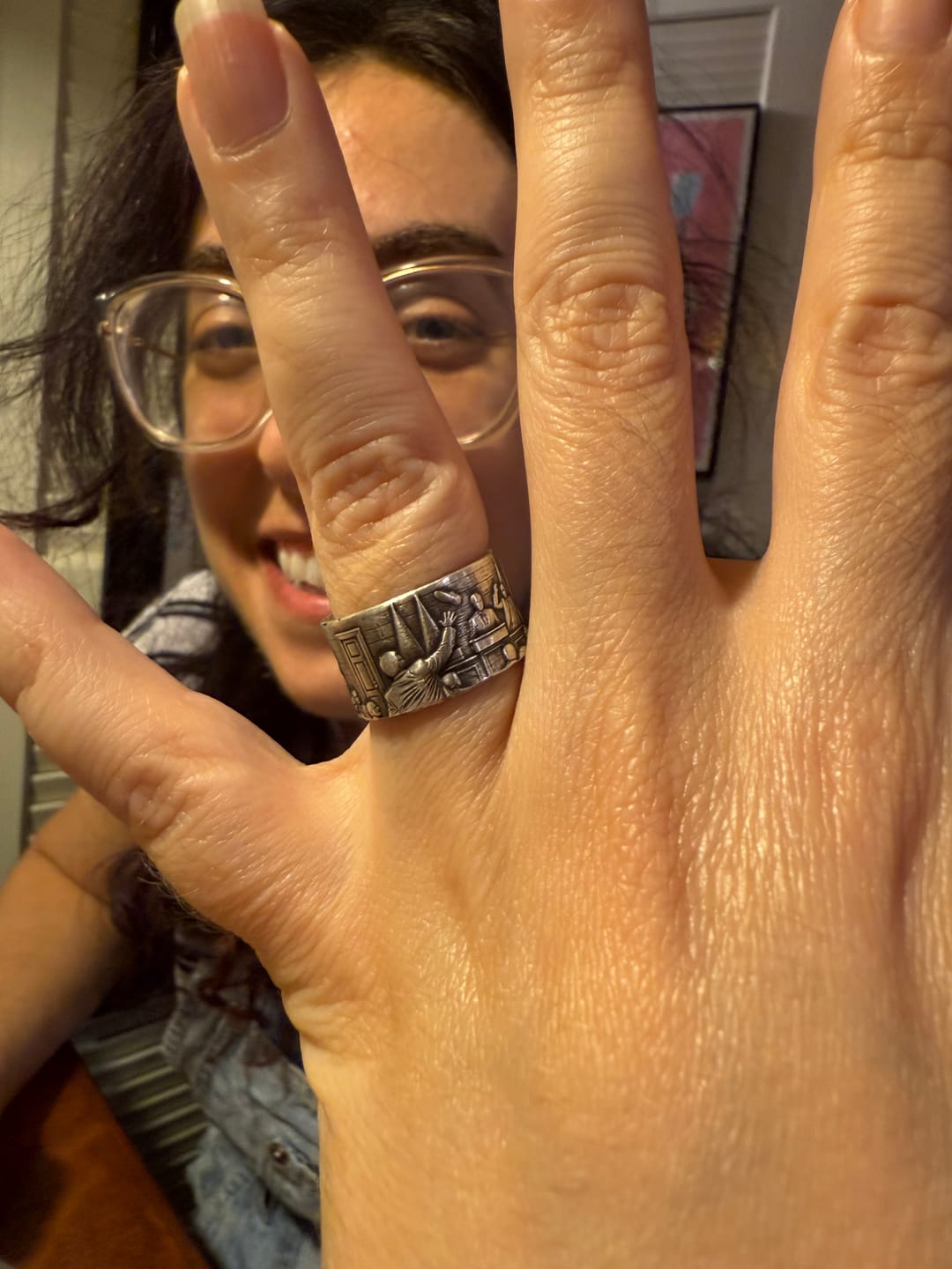 Customer photo review of The "Farewell Kiss" Ring -Oxidized 925 Sterling Silver or Stainless Steel