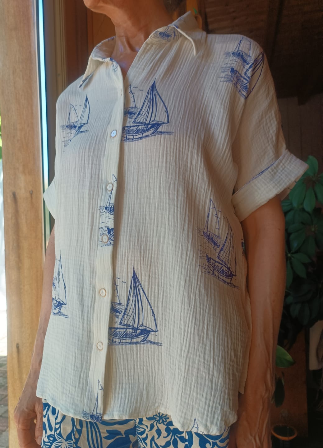 Customer photo review of Chemise Honorine - Double gaze de coton Grand large