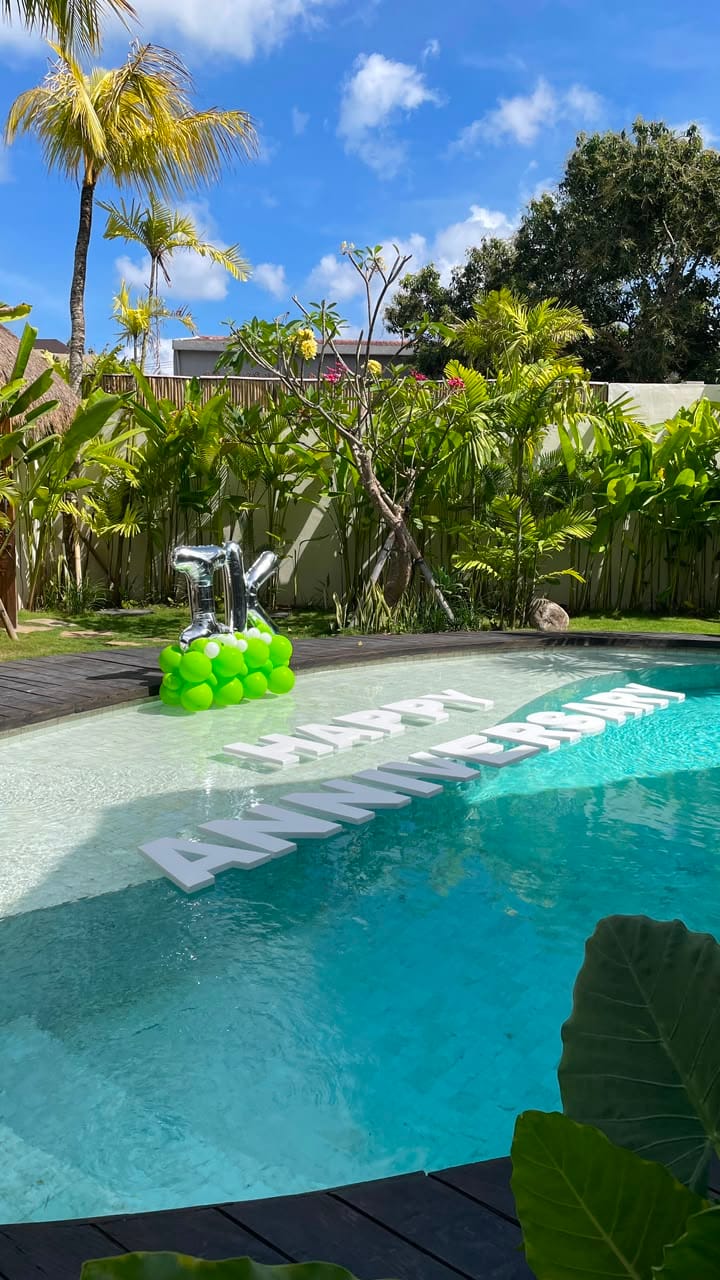 Customer photo review of Floating Letters – Custom Pool Message Setup