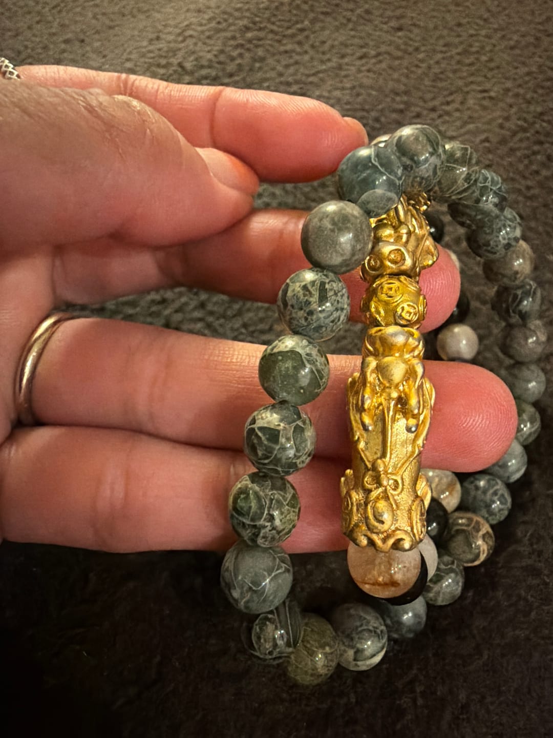 Customer photo review of Money Attracting Citrine and Black Obsidian Double Pixiu Bracelet