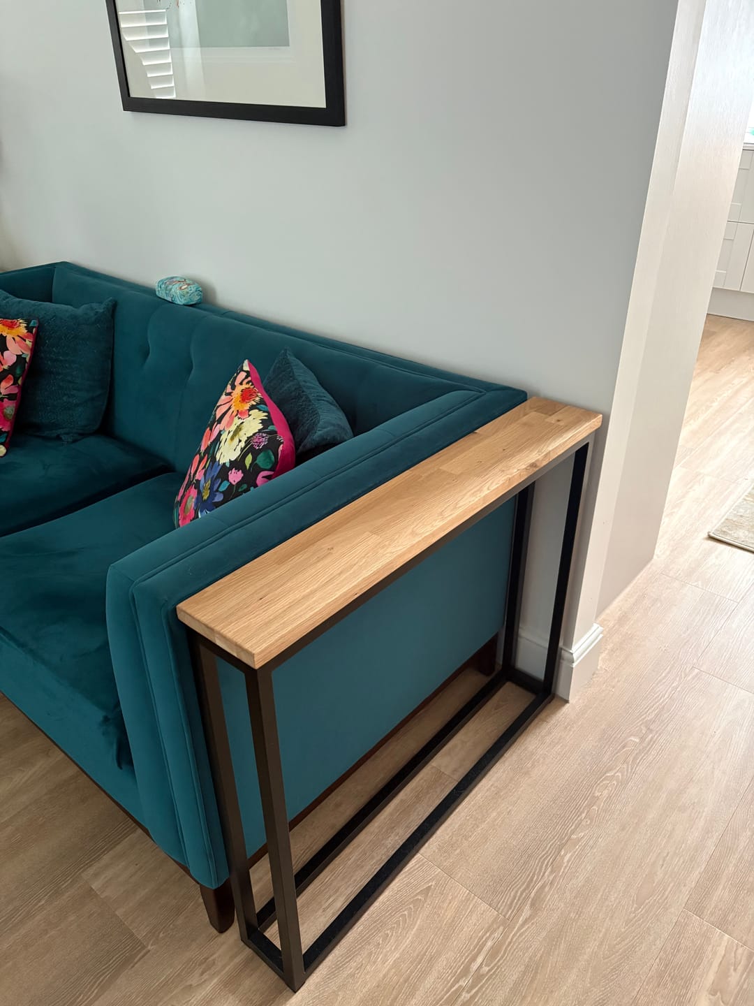 Customer photo review of Landon Oak Metal Console Table - Made To Measure