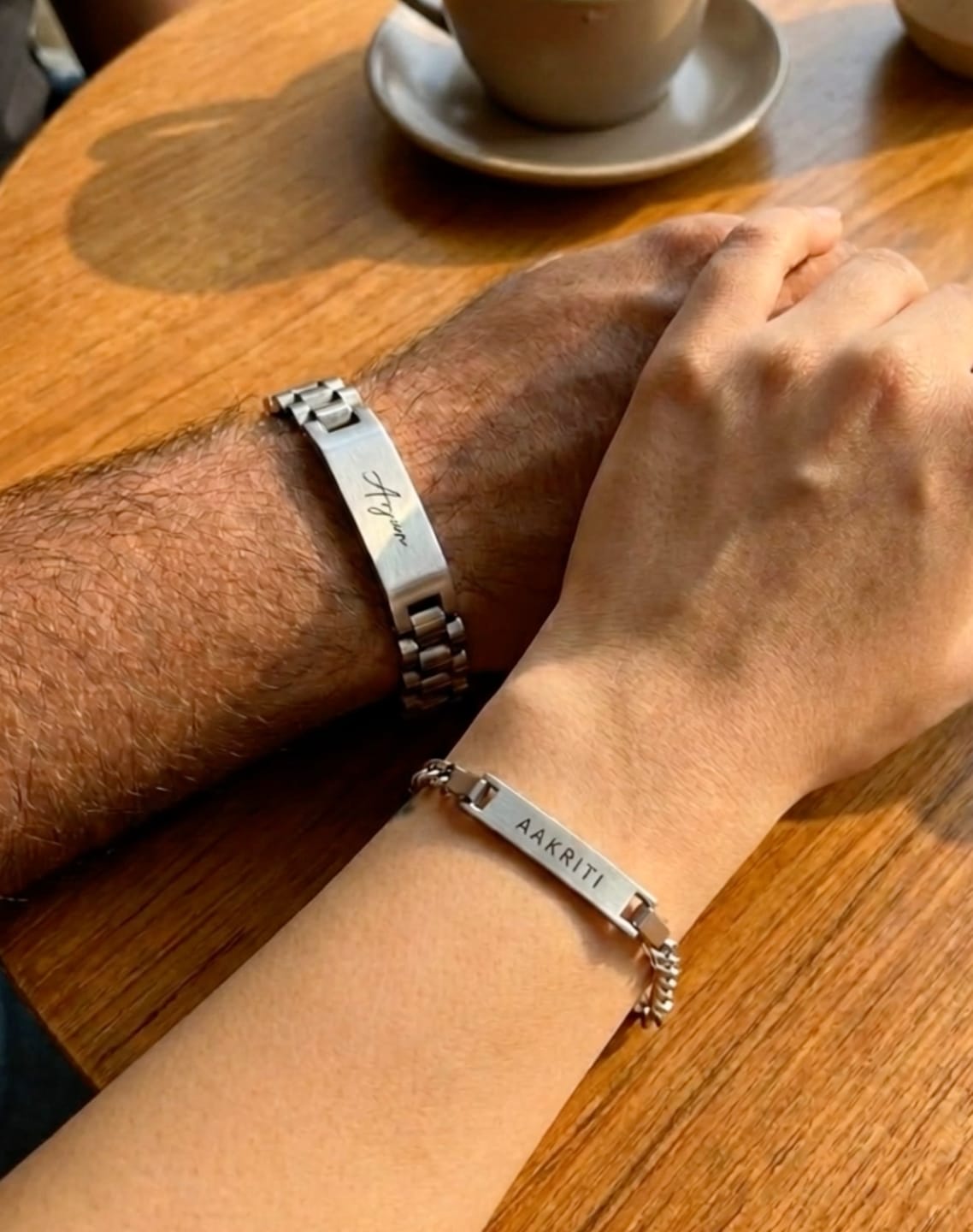 Customer photo review of Personalised Serenity Couple Bracelets
