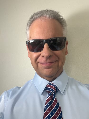 Customer photo review of Ties2you Blue Red Stripe Tie Men's Star patriotic Necktie Hanky Cufflinks Set