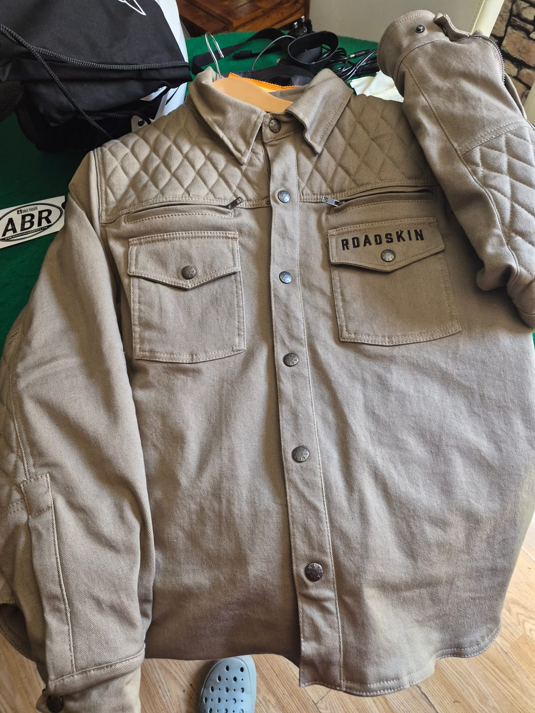 Customer photo review of Roadskin® Munro Armoured Motorcycle Shirt - Stone