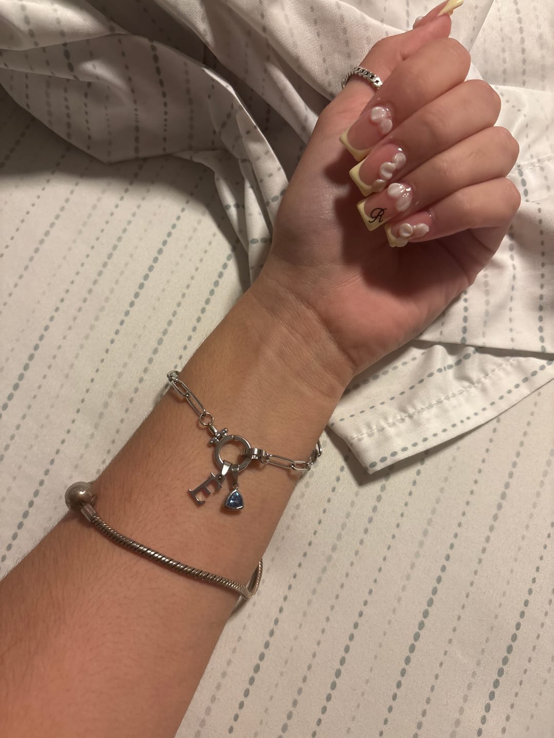 Customer photo review of Initial Birthstone w/ Paper Clip Bracelet