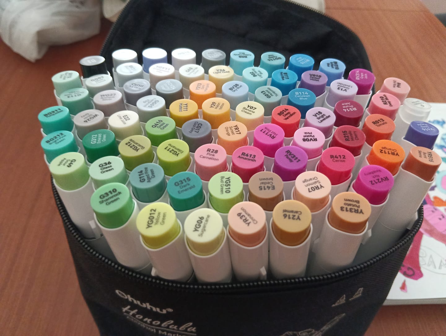 Customer photo review of Ohuhu Honolulu 72 Colors Dual Tips Alcohol Art Markers (New Color Codes)