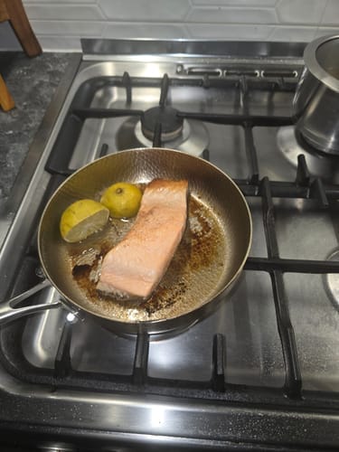 Customer photo review of Nonna's Kitchen - Hand Hammered Titanium Pan