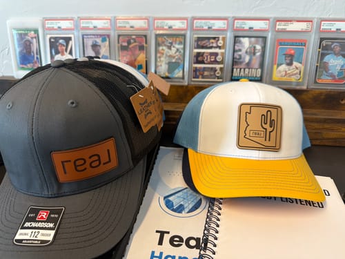 Customer photo review of Premium Custom Leather Patch Hats (Wholesale)