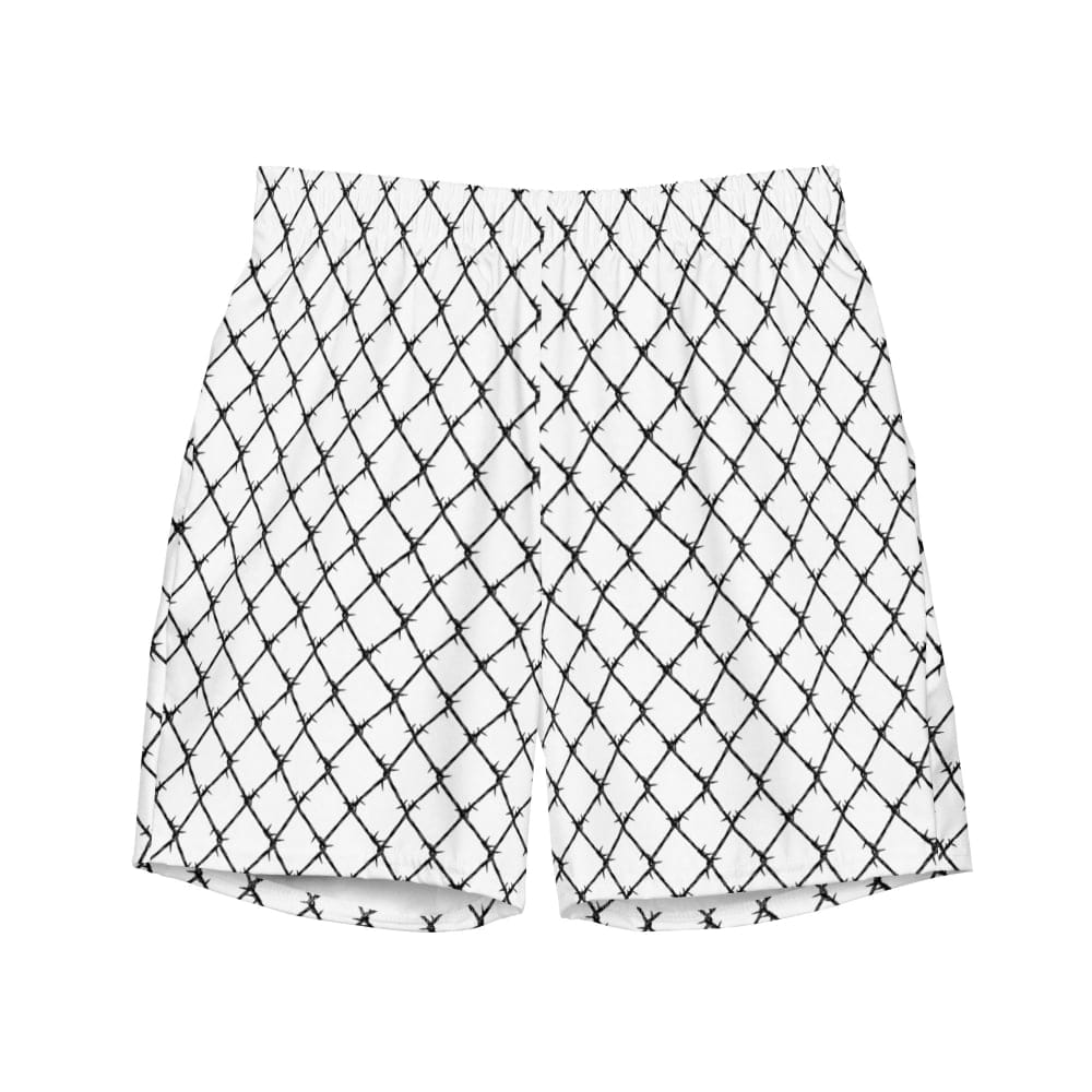 Customer photo review of "Caged Daylight" Swim Shorts - Punk Rock Swimwear, Goth Sportswear, Barbed Wire Clothing