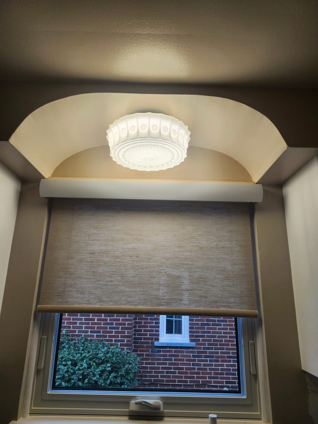 Customer photo review of Art Deco Sculptural Milk Glass Schoolhouse LED Ceiling Light