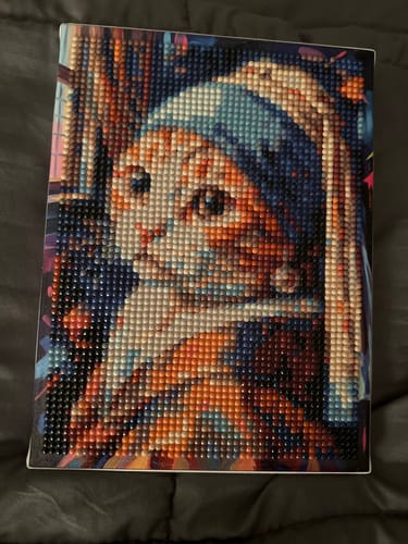 Customer photo review of Cat With Pearl Earring (Diamond Painting)