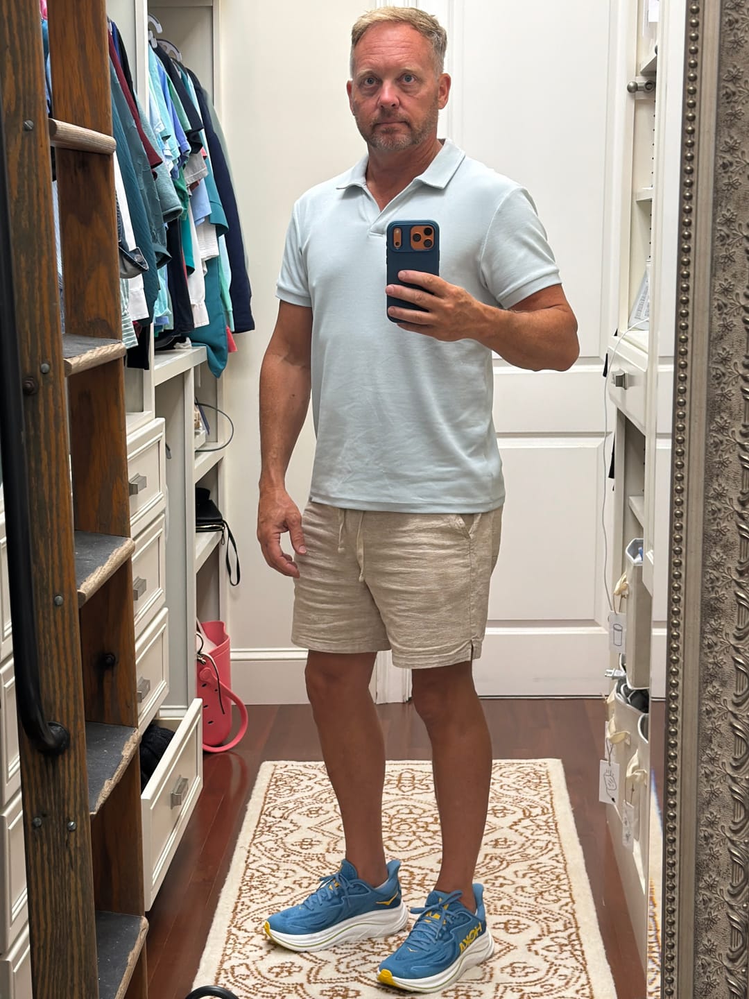 Customer photo review of Stretch Knit Polo - Linen Blue