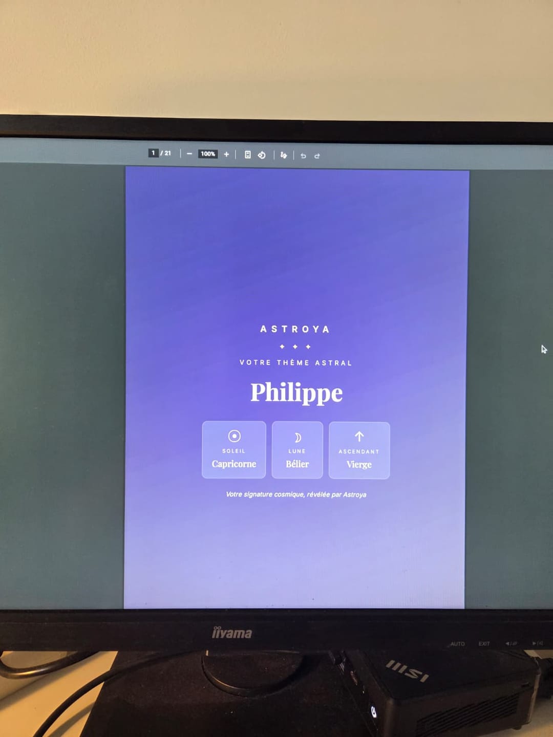 Customer photo review of Thème Astral Personnalisé complet