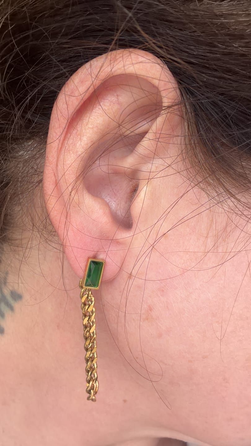 Customer photo review of Brinco Corrente Elisabeth Zircônia Esmeralda Banhado em Ouro 18K