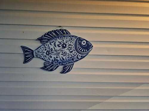 Customer photo review of Carolina Chinoiserie Blue & White Fish Door Hanger