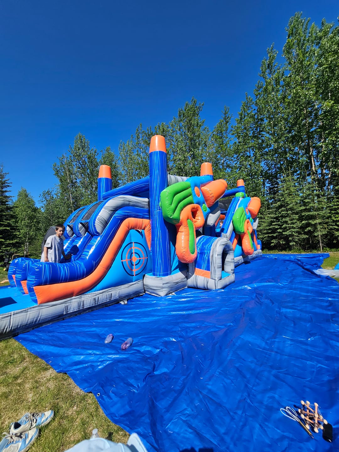 Customer photo review of Blaster Elevated Obstacle Course Inflatable Playgrounds Near Me Hyper Combo Glow Party Jump House Obstacle Course
