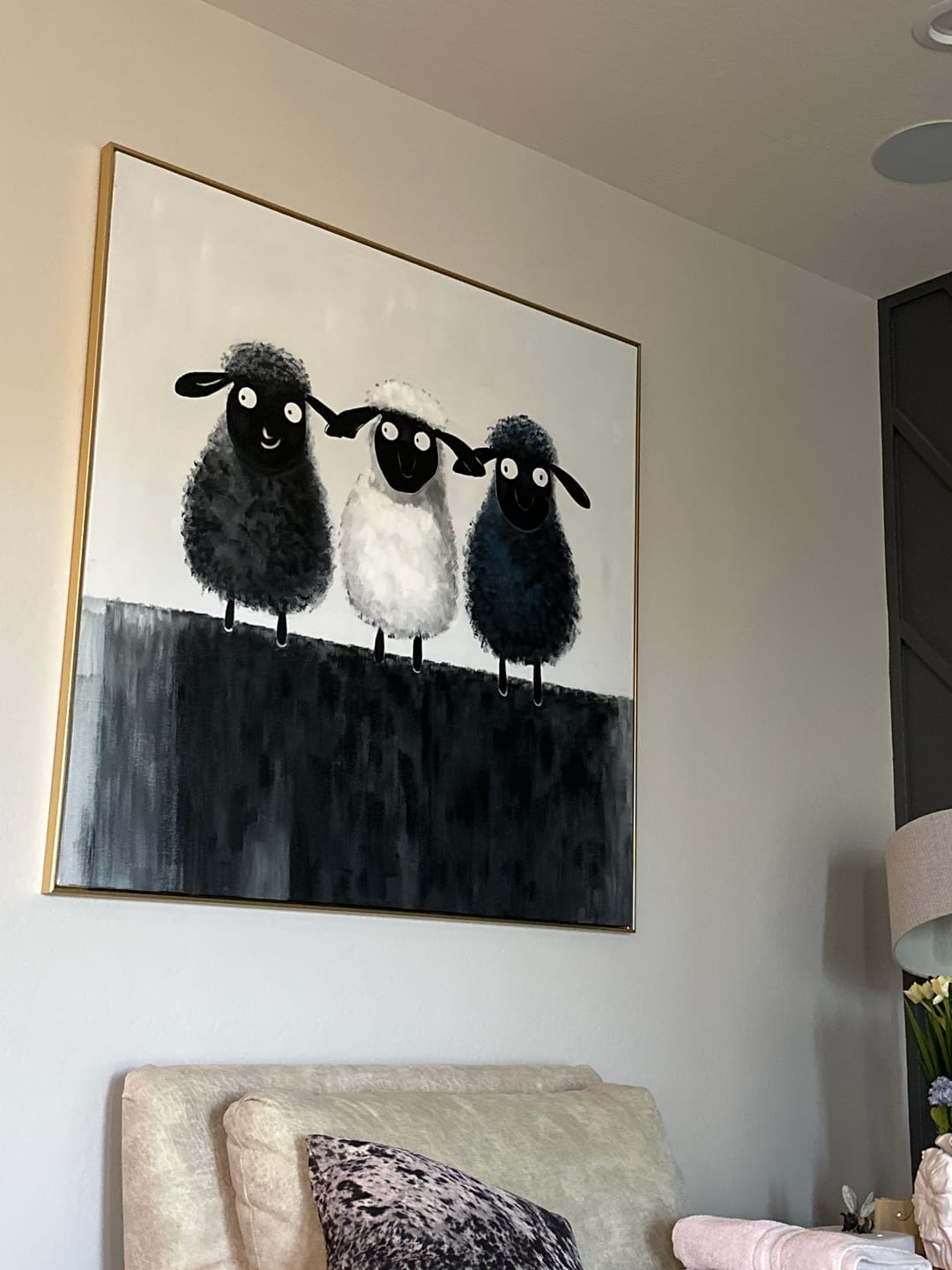 Customer photo review of Three Little Woolies – Modern Cute Sheep Art