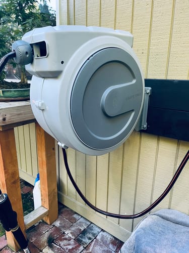 Customer photo review of Retractable Garden Hose Reel 65ft-155ft