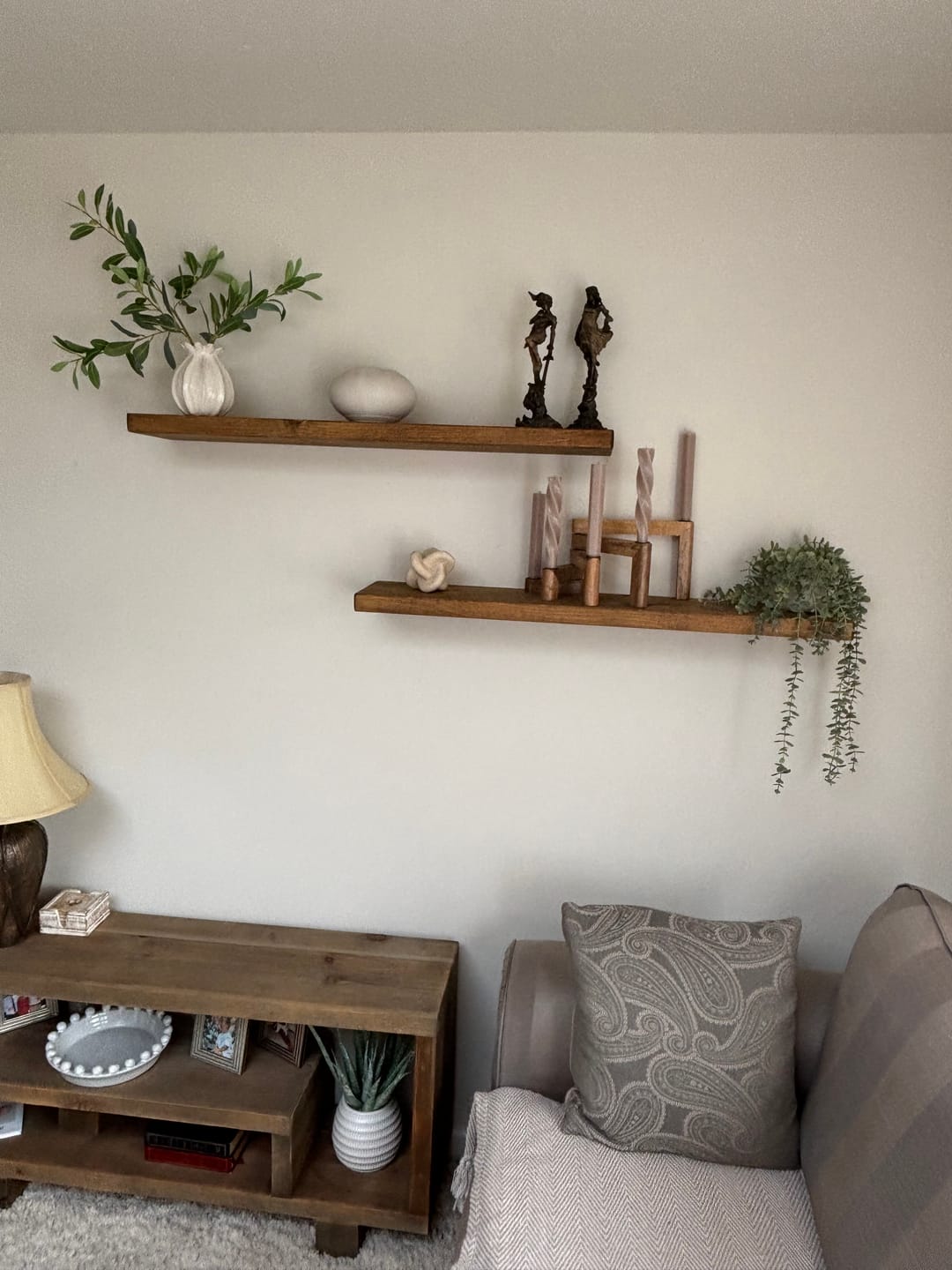 Customer photo review of Wooden Floating Wall Shelves | 20cm depth