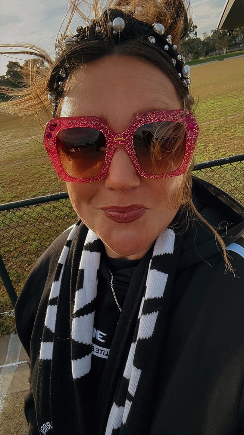 Customer photo review of Rosinite ~ Oversized pink oval sunglasses in glitter acetate with fuchsia crystal detailing
