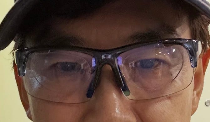 Customer photo review of Stick On Corrective Lenses (2-pack)