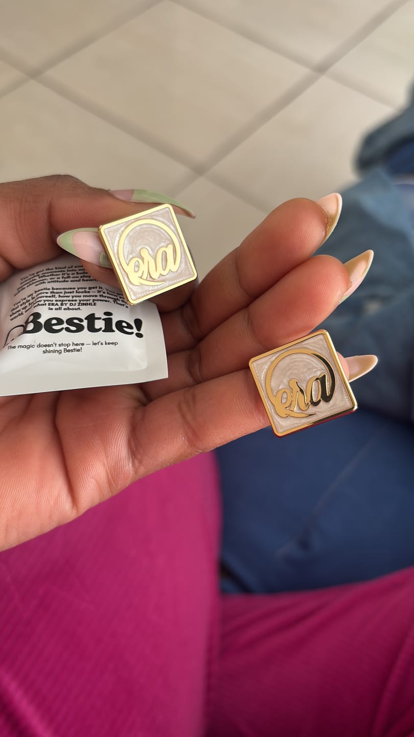 Customer photo review of Gold Pearl Square Earrings