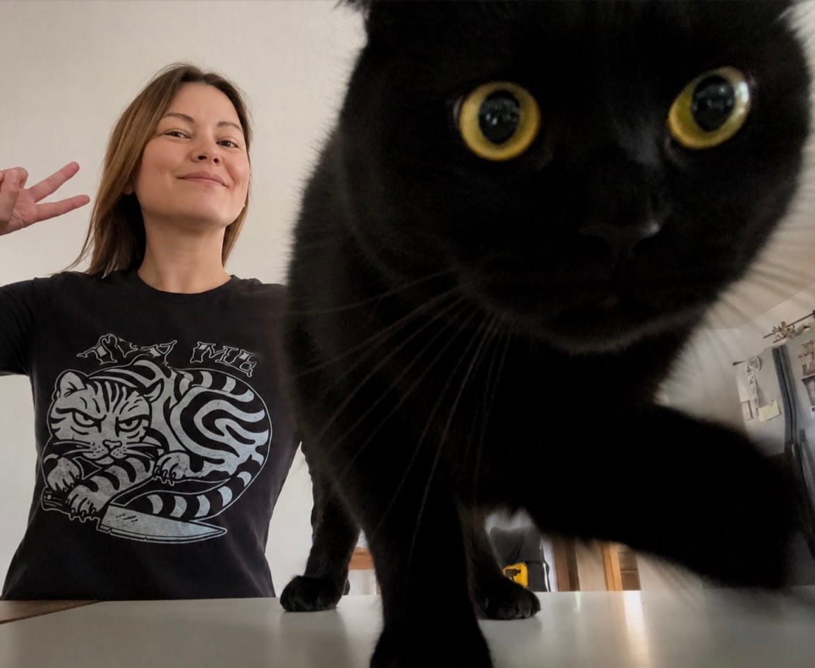 Customer photo review of Try Me Cat Tee (Dagger)