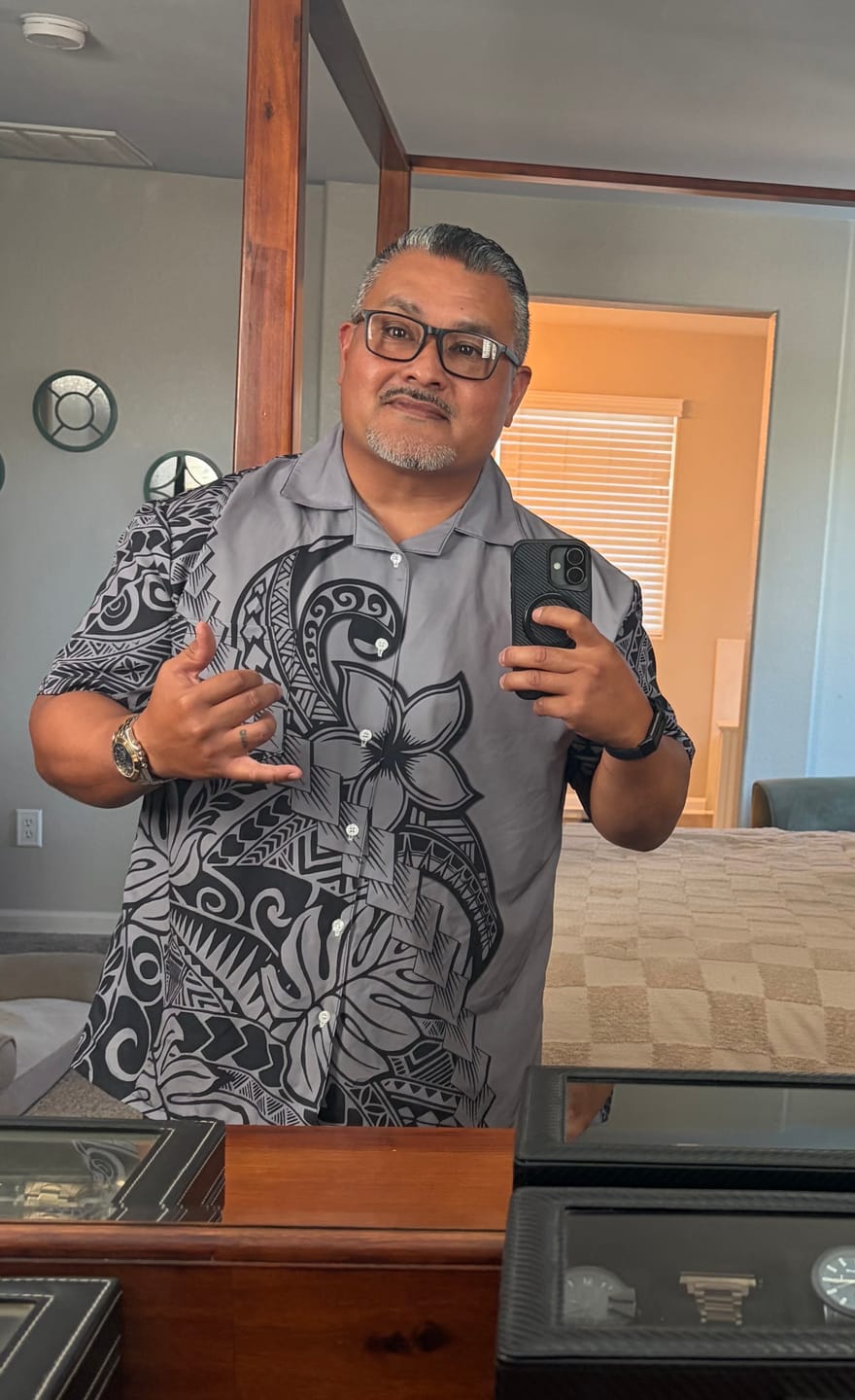Customer photo review of Polynesian Hawaiian Shirt Tribal Plumeria Beautiful