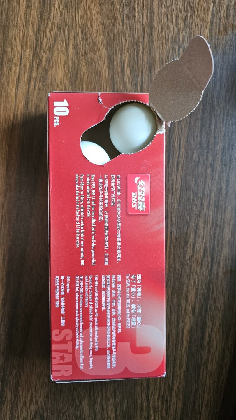 Customer photo review of DHS D40+ 3 star Table Tennis ball [White]