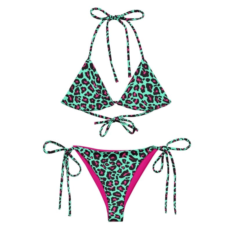 Customer photo review of Full Set Leopard Teal & Pink String Punk Bikini - Punk Swimsuit / Gothic Swimwear