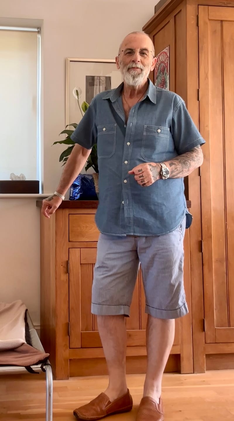 Customer photo review of Chambray Short Sleeve Work Shirt