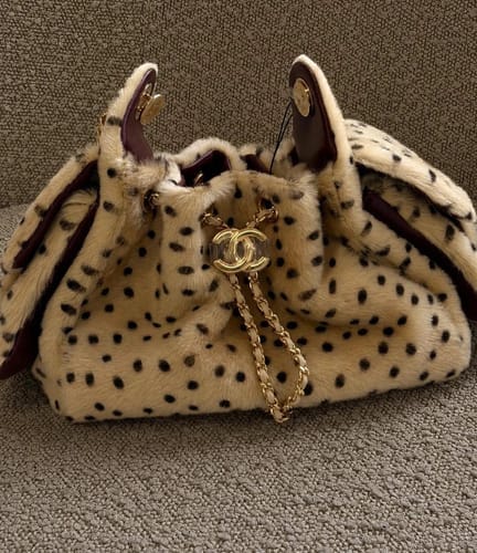 Customer photo review of Chanel 2026 Hobo Bag 22cm Beige Black Plush Leather