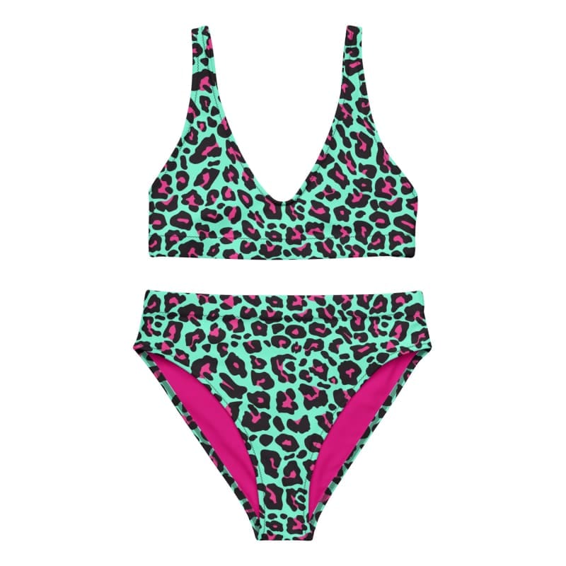 Customer photo review of Leopard Teal & Pink High-Waisted Punk Bikini - Punk Swimsuit Gothic Swimwear