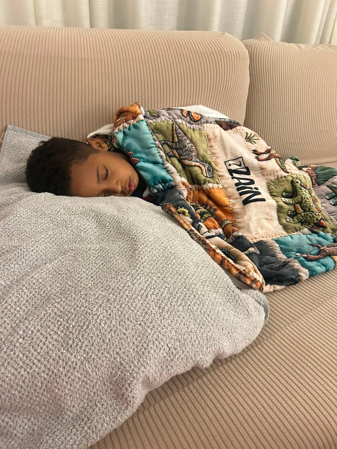 Customer photo review of Love Dinosaur - Personalized Kid Blanket