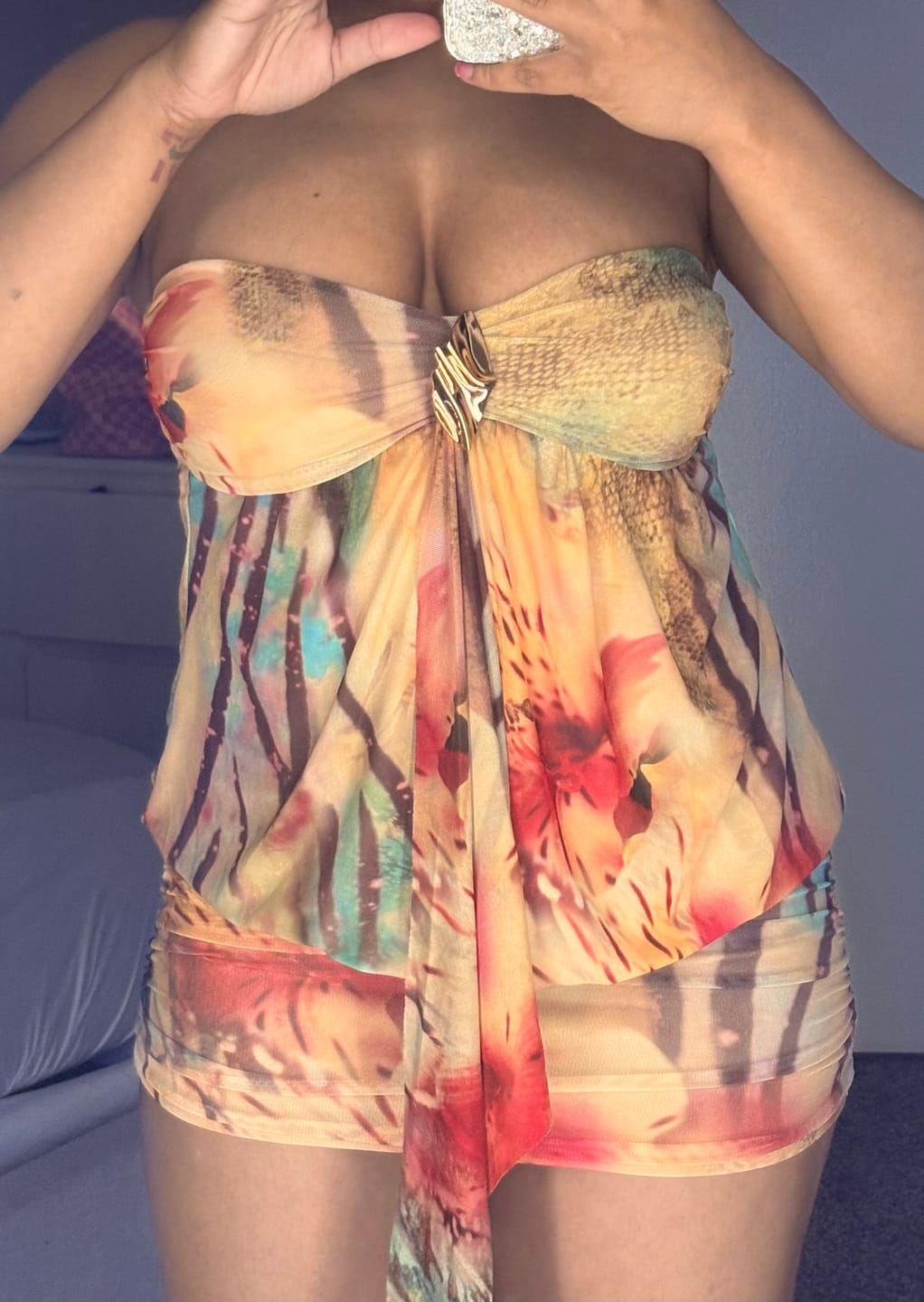 Customer photo review of Kairo Draped Tube Mini Dress