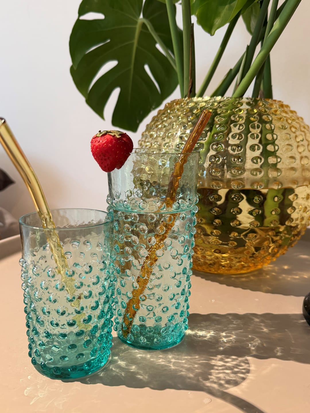 Customer photo review of Vysoká Sklenice Hobnail Underlay Amber
