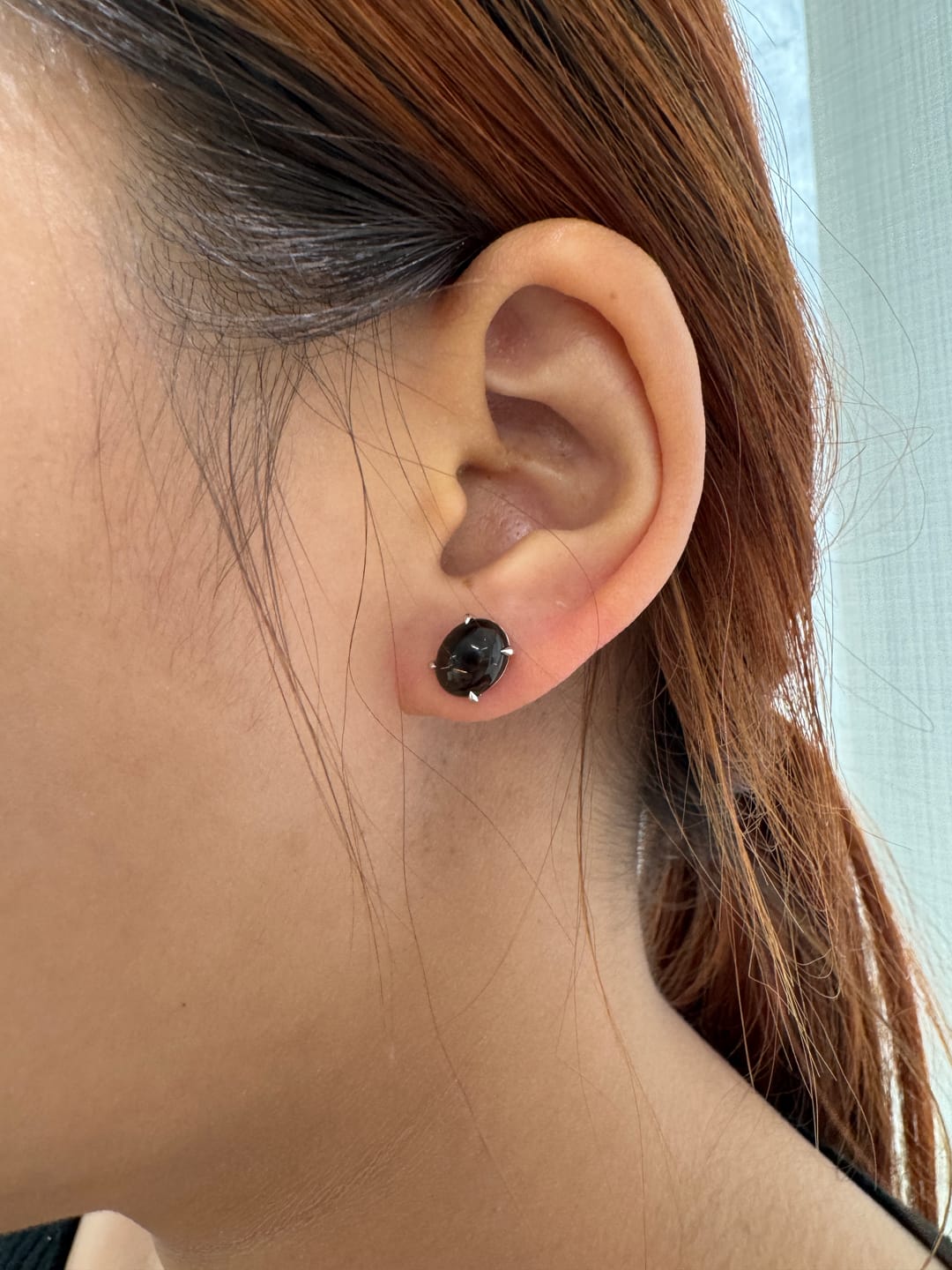 Customer photo review of Smokey Quartz Studs