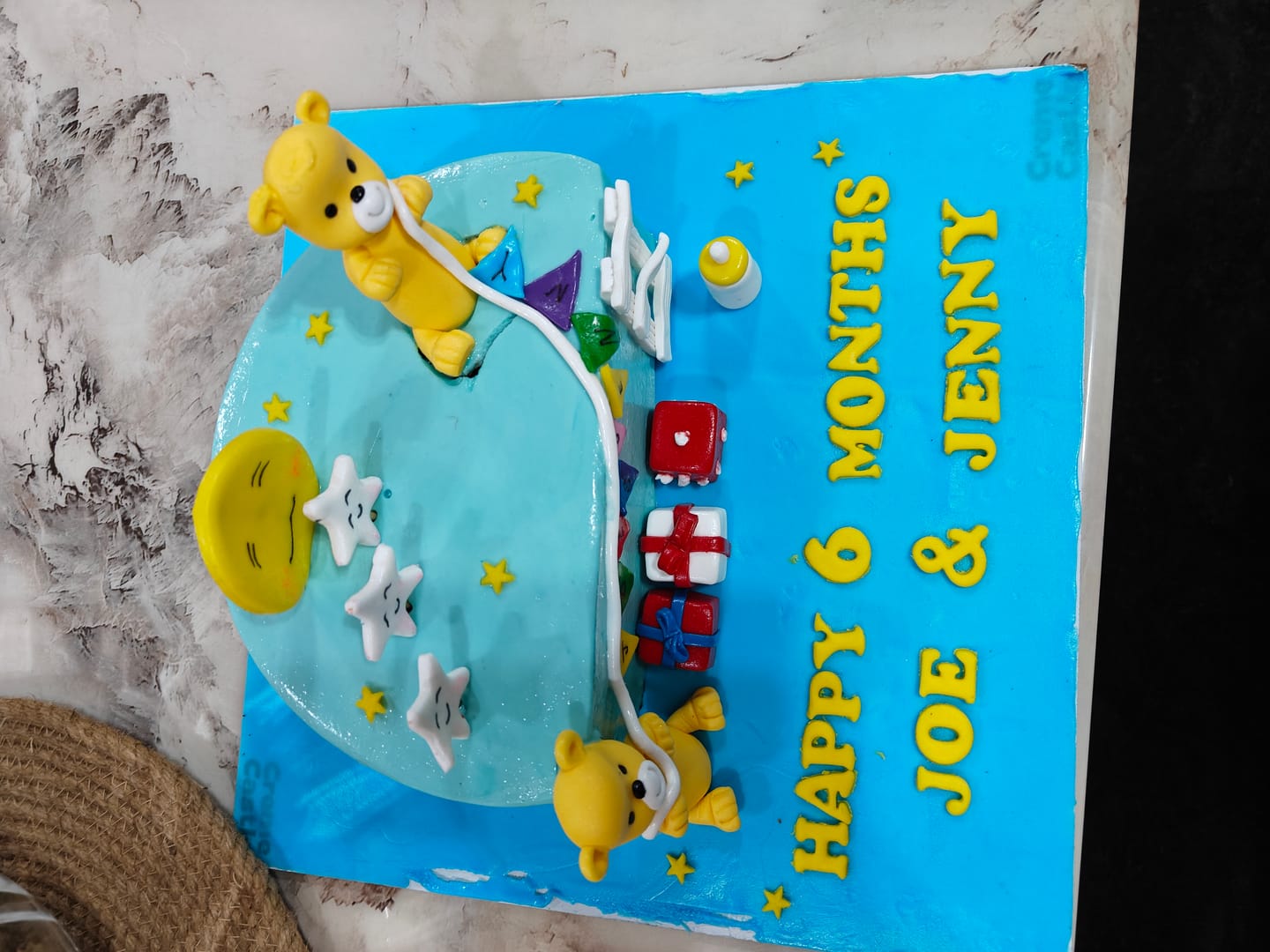 Customer photo review of Teddy 6 Months Cake