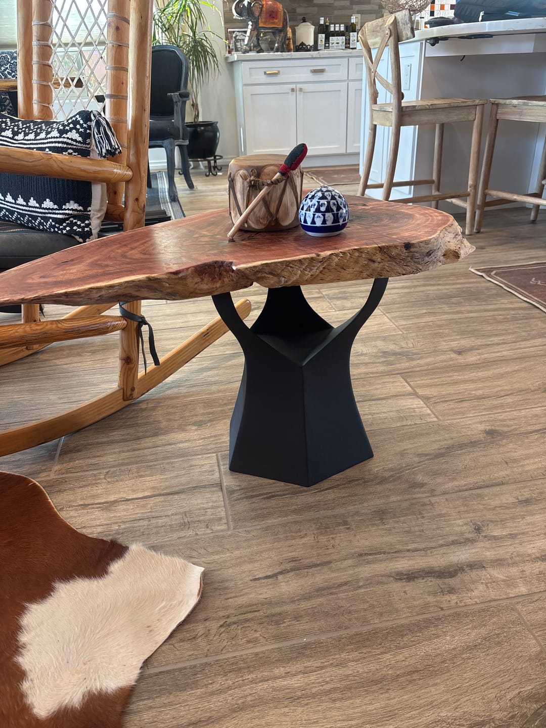 Customer photo review of Coffee Table Base 16.1" H Tree Trunk for Mid-Century Style - 106B Namu