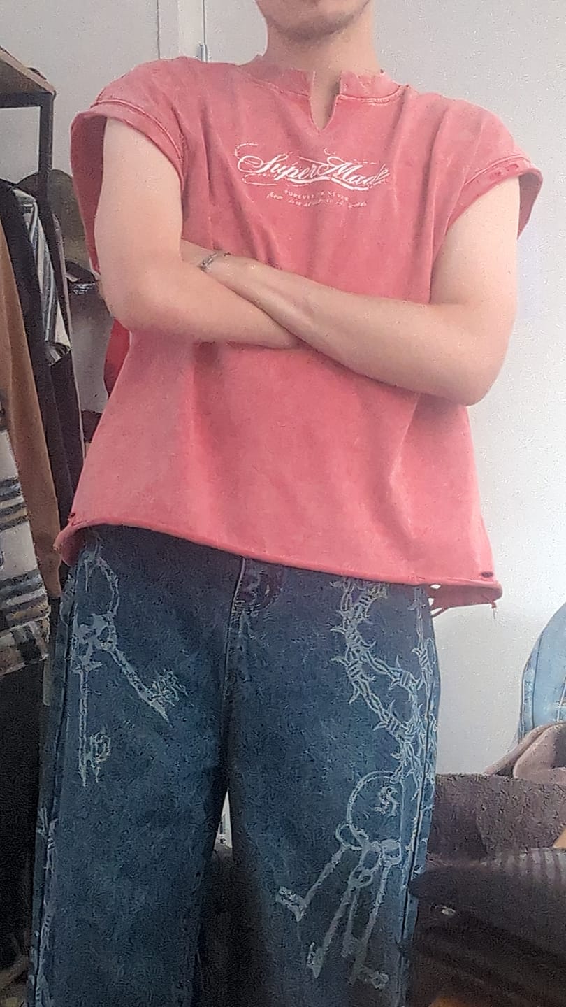 Customer photo review of Vintage Washed Distressed Angel Graphic Sleeveless T-Shirt