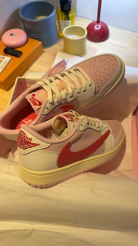 Customer photo review of Nike Air Jordan 1 Low OG x Travis Scott 'Shy Pink' IQ7604-101