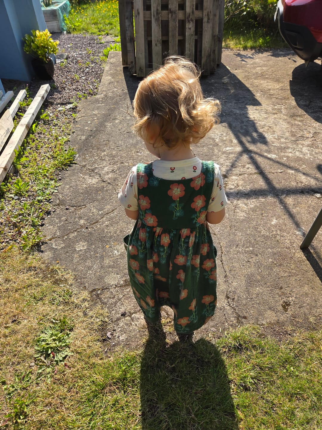 Customer photo review of Orange Blooms Reversible Pinny Dress