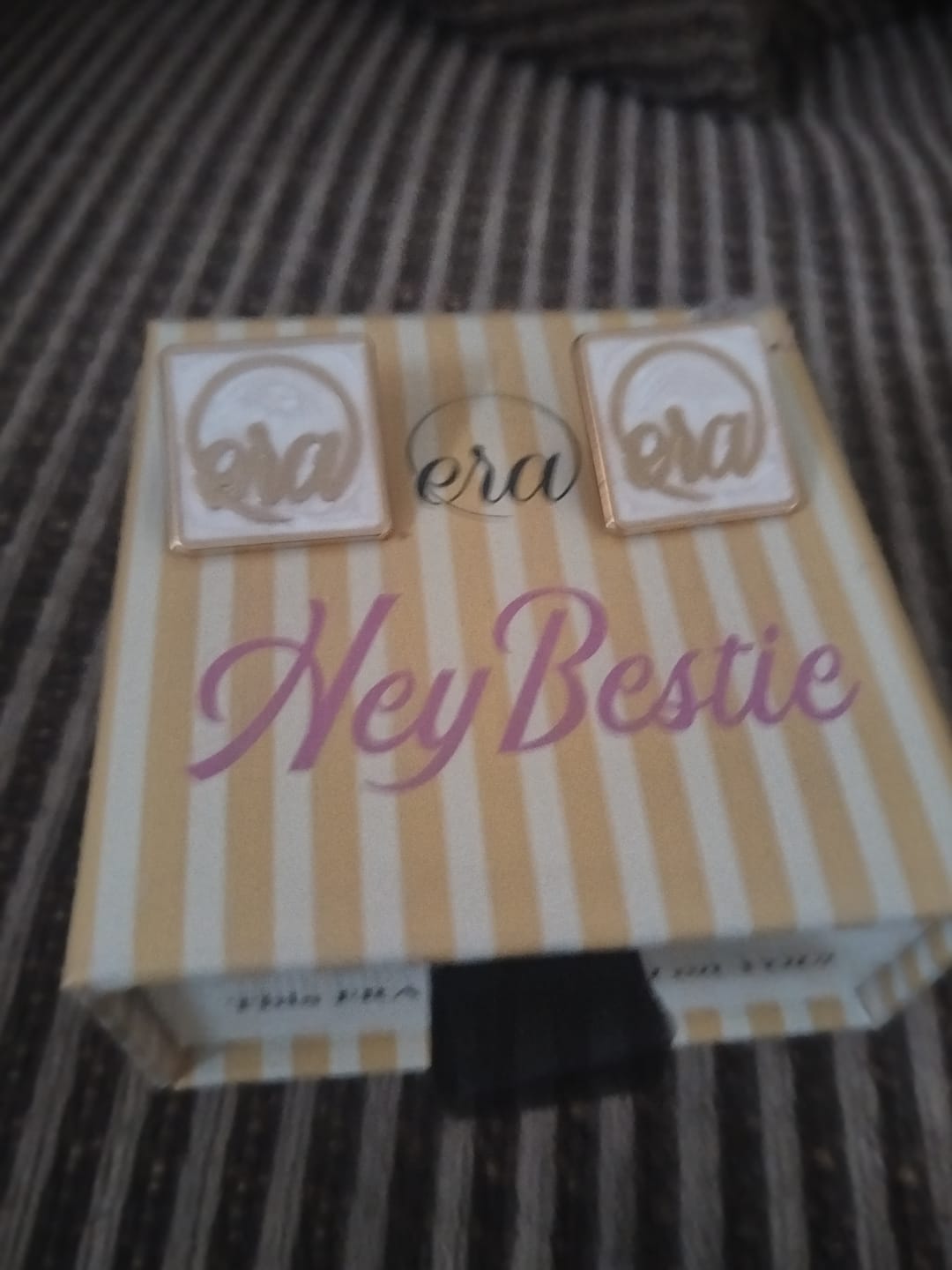 Customer photo review of Gold Pearl Square Earrings