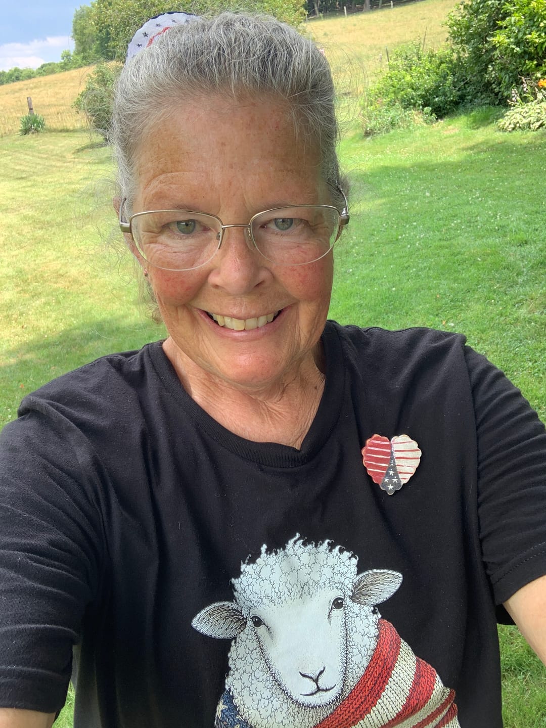 Customer photo review of Patriotic Knitting Sheep T-shirt