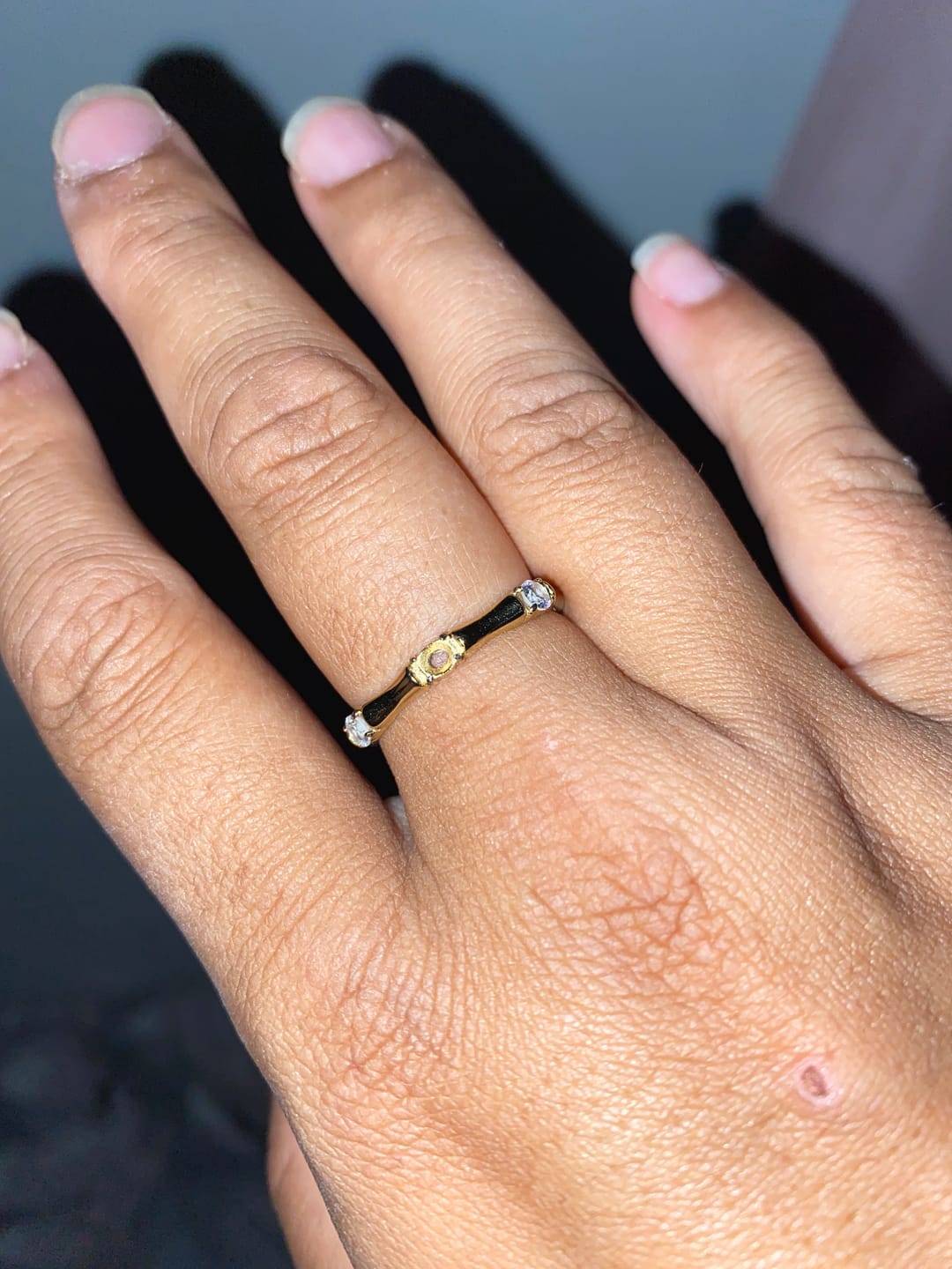 Customer photo review of Bamboo Ring With Stones